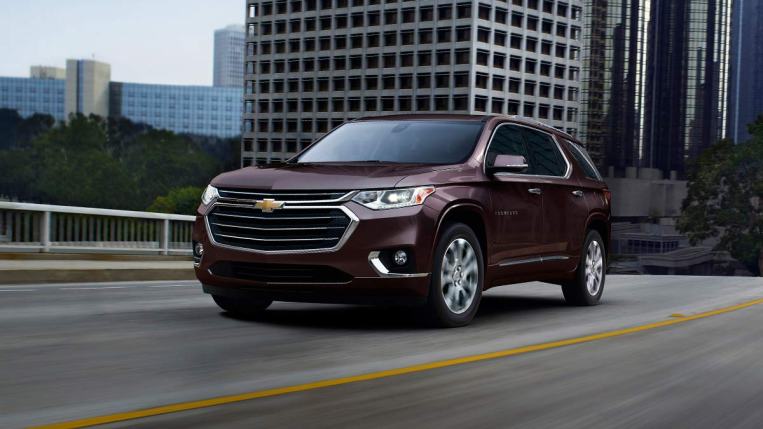 2020 Chevrolet Traverse in red.