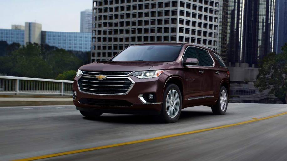 2020 Chevrolet Traverse in red.