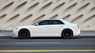 The 2022 Chrysler 300 in white, seen in profile