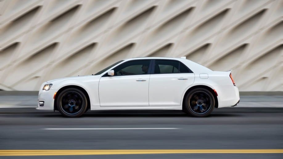 The 2022 Chrysler 300 in white, seen in profile