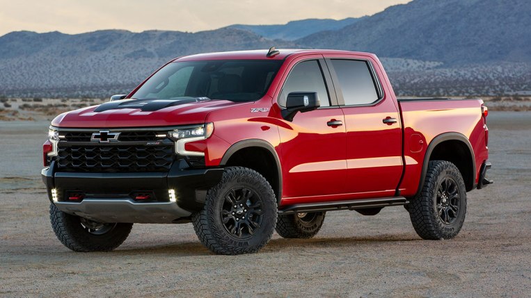 2022 Chevrolet Silverado ZR2 in red.
