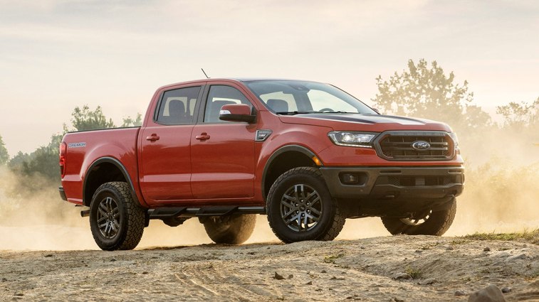 2022 Ford Ranger Tremor in red.