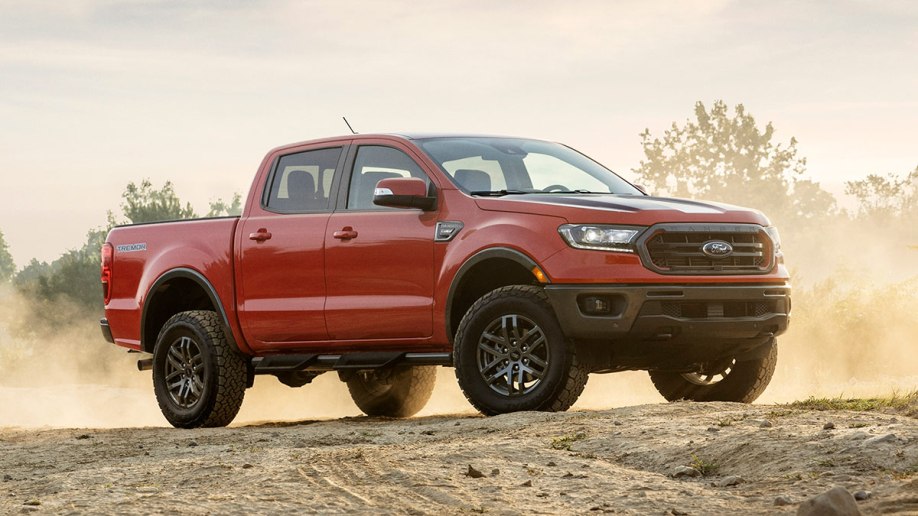 2022 Ford Ranger Tremor in red.