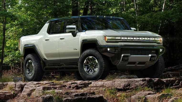 2022 GMC Hummer EV pickup in white.