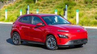 2022 Hyundai Kona Electric in red.