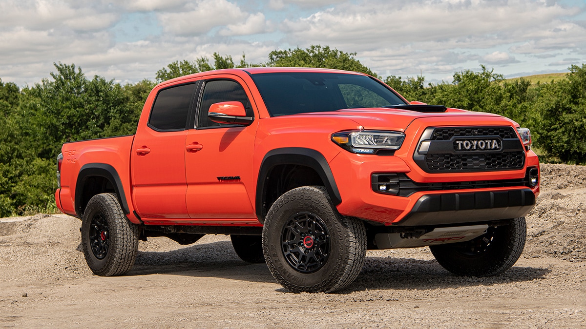 2023 Toyota Tacoma TRD Pro in red.