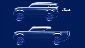 Two sketches of possible vehicles Volkswagen released when it announced the return of the Scout name. On top, we see a boxy SUV. Beneath, a similar pickup truck.