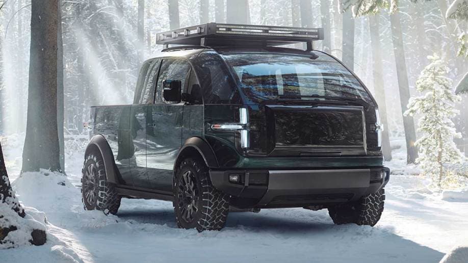 Canoo Pickup Truck in green.