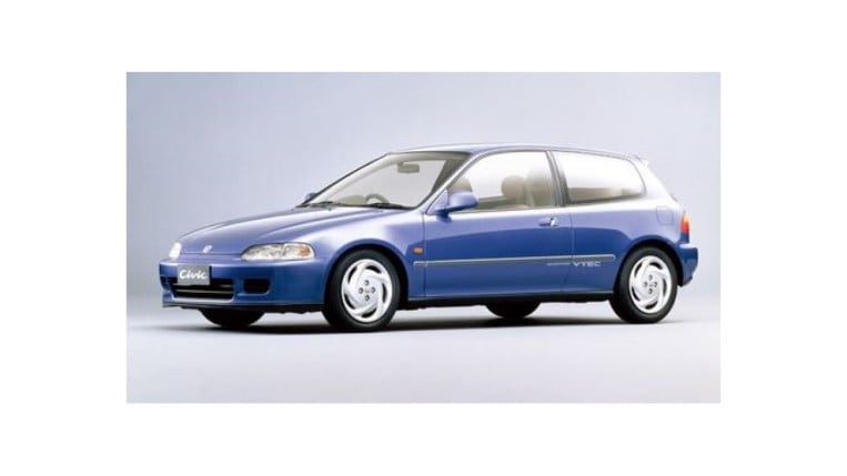 The fifth-generation Honda Civic in blue.