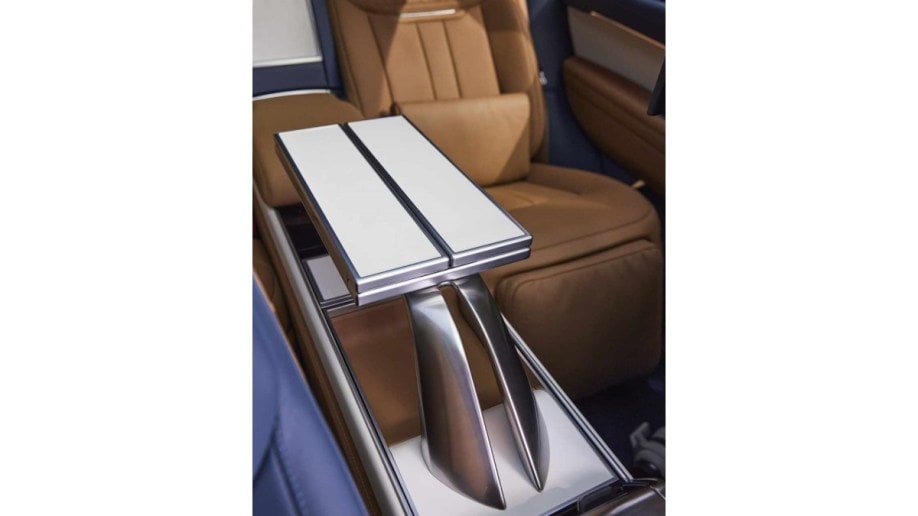 The white gloss "club table" of the 2023 Range Rover Carmel Edition