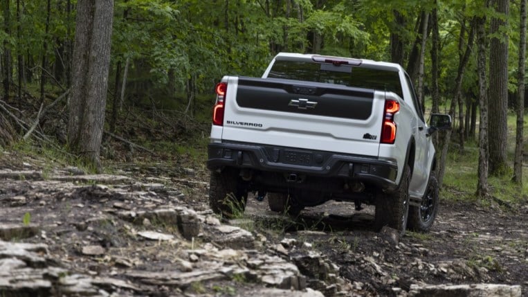 The Chevrolet Silverado ZR2 Bison seen from the rear