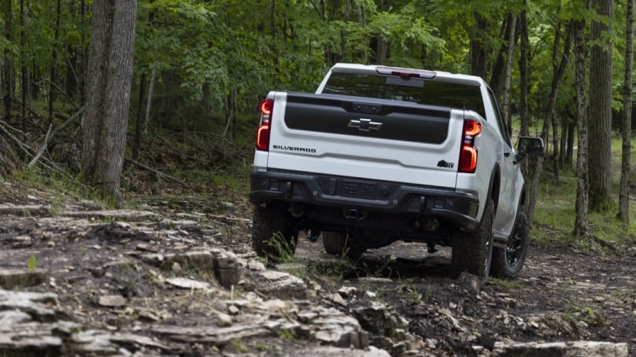 The Chevrolet Silverado ZR2 Bison seen from the rear