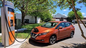 2022 Nissan Leaf at public charging station