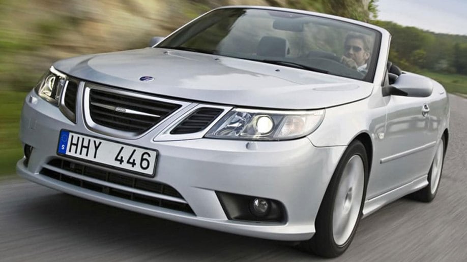 2009 Saab 9-3 convertible in silver.