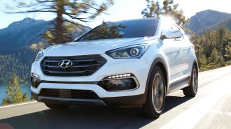 2018 Hyundai Santa Fe Sport in white.