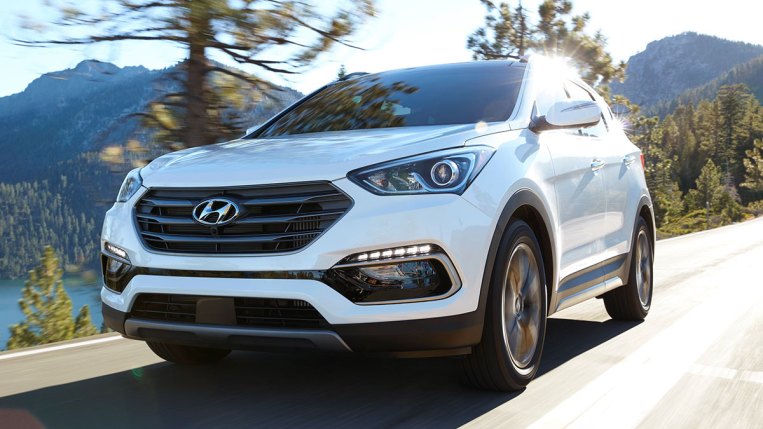 2018 Hyundai Santa Fe Sport in white.
