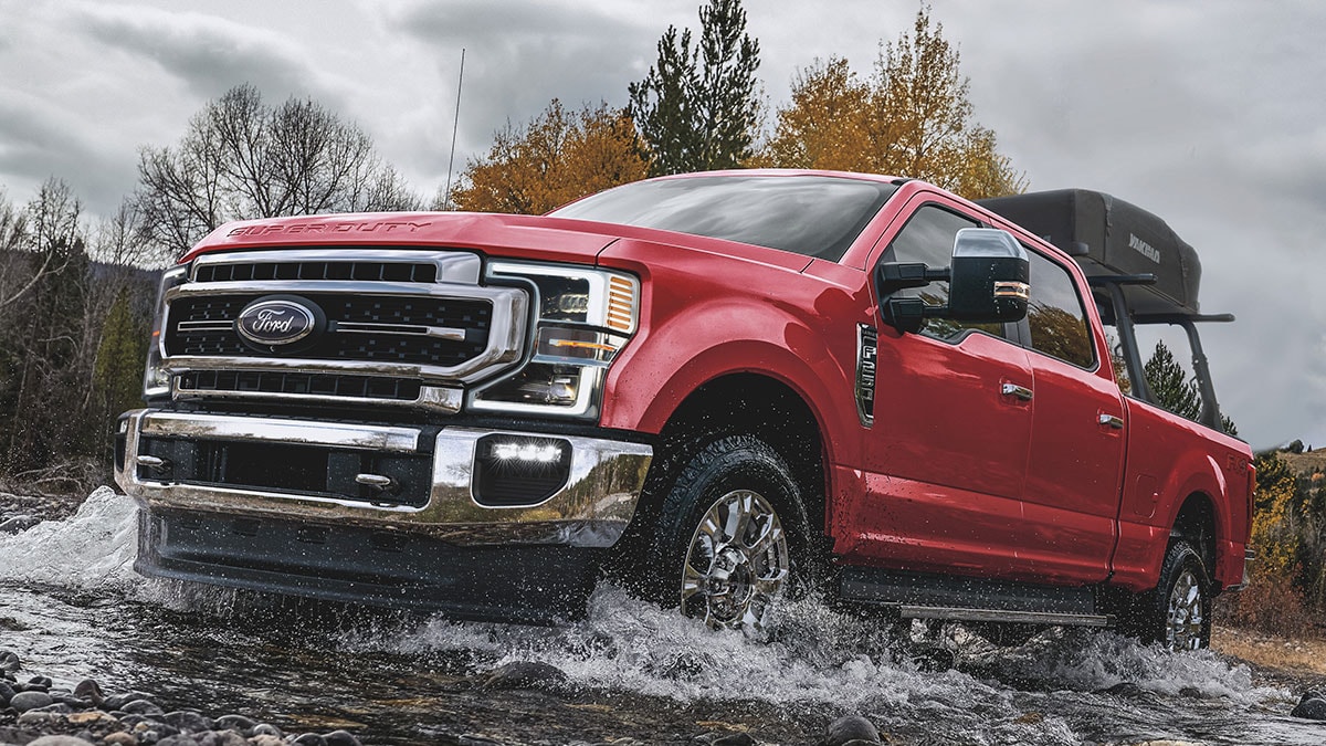 2022 Ford F-250 in red.