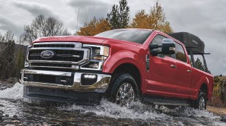 2022 Ford F-250 in red.