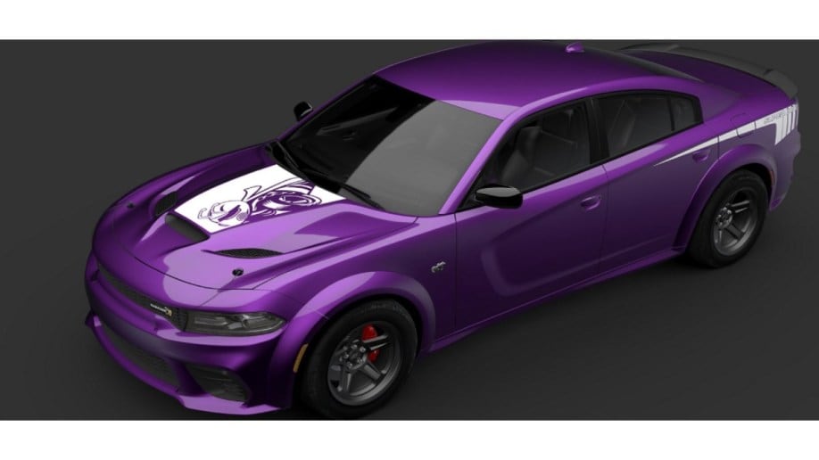 The 2023 Dodge Charger Super Bee widebody in a shade of purple Dodge calls Plum Crazy