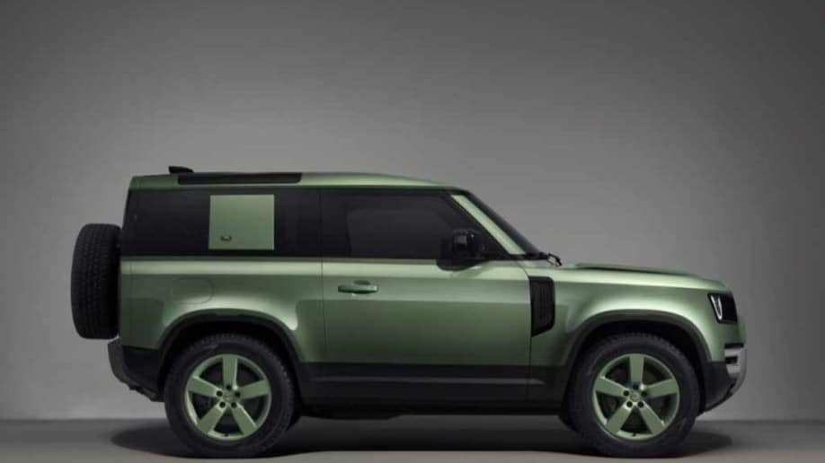 The 2023 Land Rover Defender 90 75th anniversary edition in profile