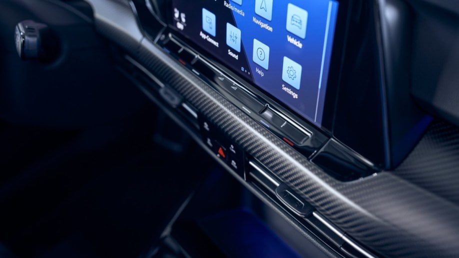 Carbon fiber trim inside the 2023 VW Golf R Anniversary Edition