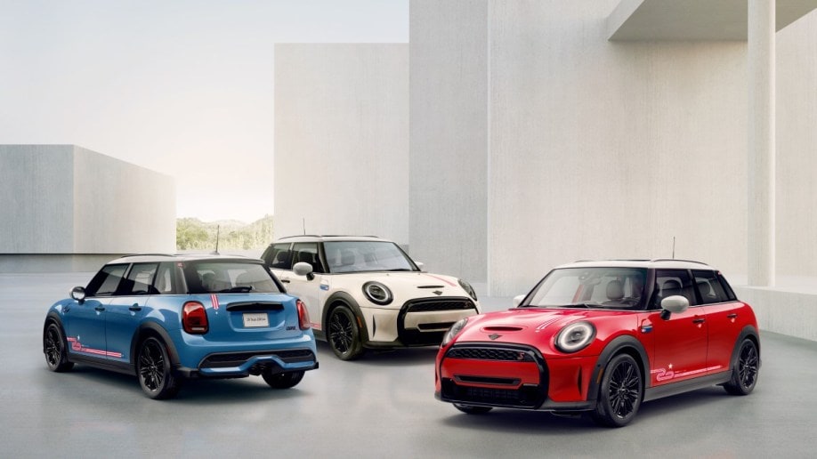All three colors of the 2023 Mini Hardtop 20th anniversary edition