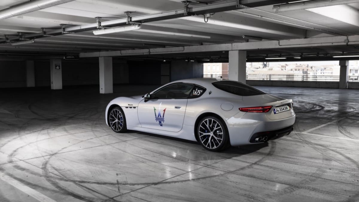 The 2024 Maserati GranTurismo from a rear quarter angle