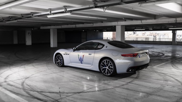 The 2024 Maserati GranTurismo from a rear quarter angle