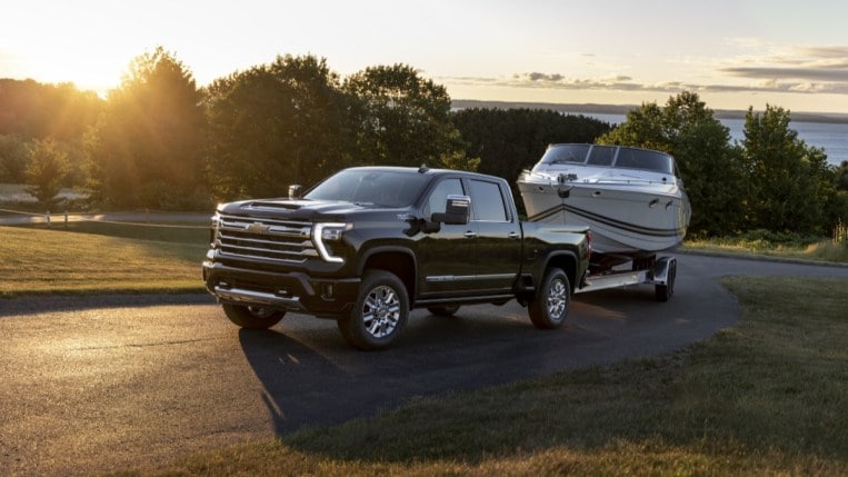 The 2024 Chevrolet Silverado HD towing a boat