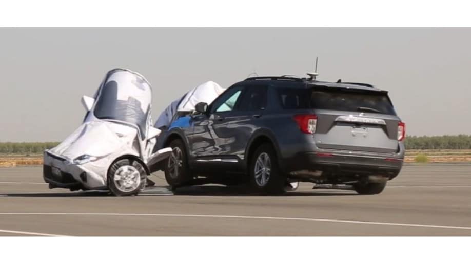 A AAA test of the Ford Explorer's Automatic Emergency Braking system