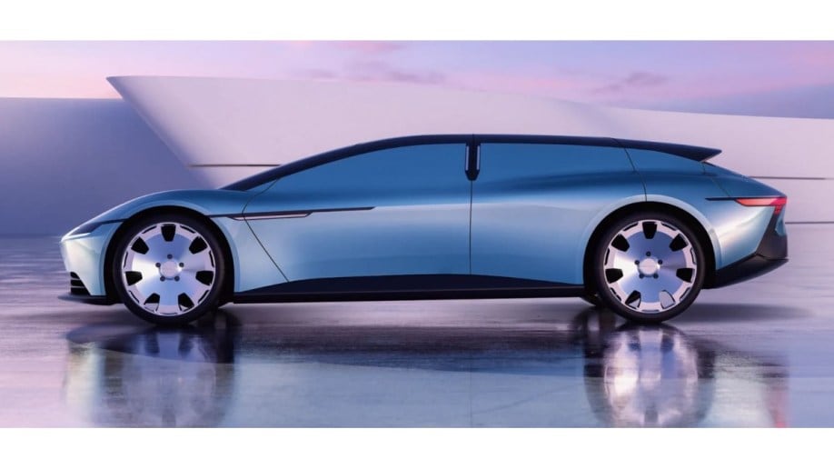 A digital rendering of the DeLorean Alpha3, a car DMR imagines building in 2006