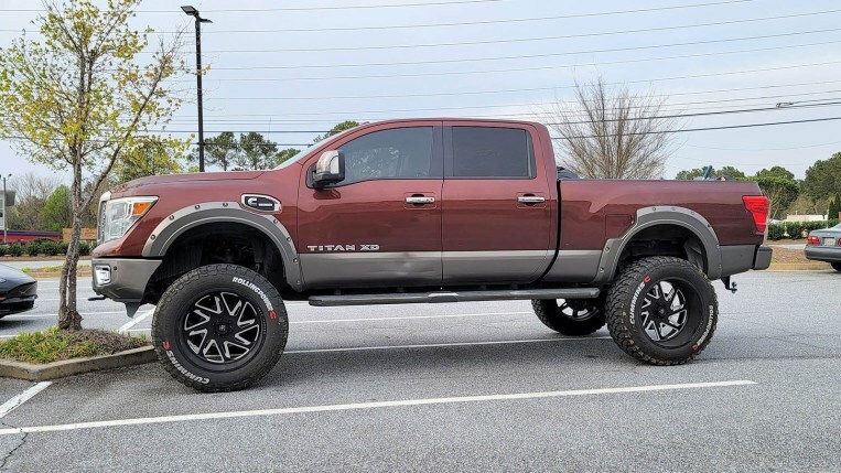Lifted Nissan Titan pickup truck