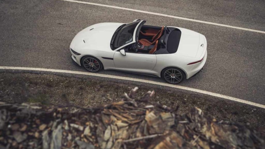 The 2022 Jaguar F-Type convertible seen from overhead