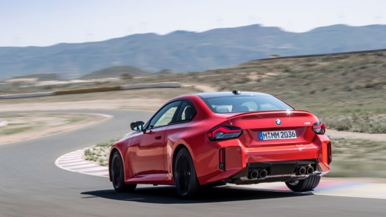 Teh 2023 BMW M2 from the rear