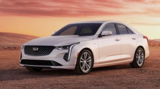 2023 Cadillac CT4 in white.