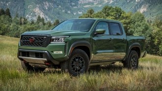 2023 Nissan Frontier in green.