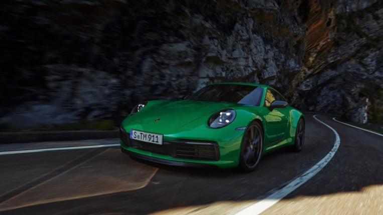 The 2023 Porsche 911 Carrera T seen from a front quarter angle