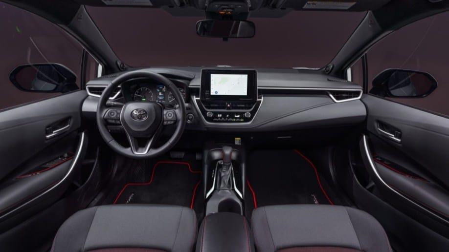 The cabin of the 2023 Toyota Corolla Hybrid