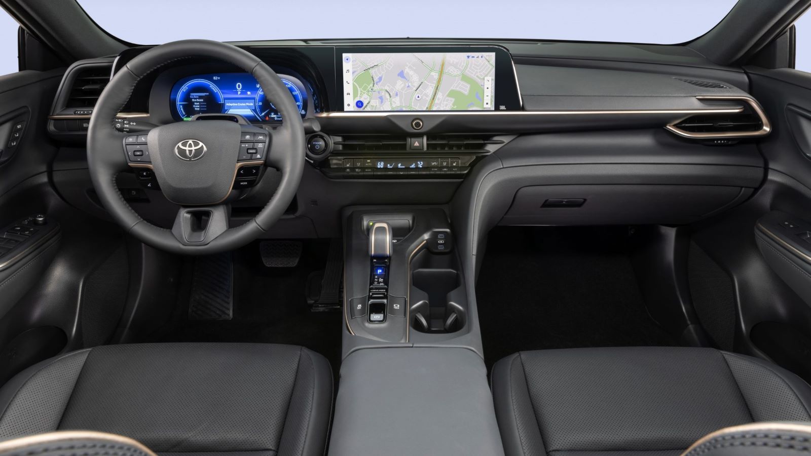 The well-appointed interior of the 2023 Toyota Crown.