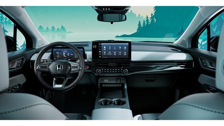 The cabin of the 2024 Honda Prologue electric SUV 