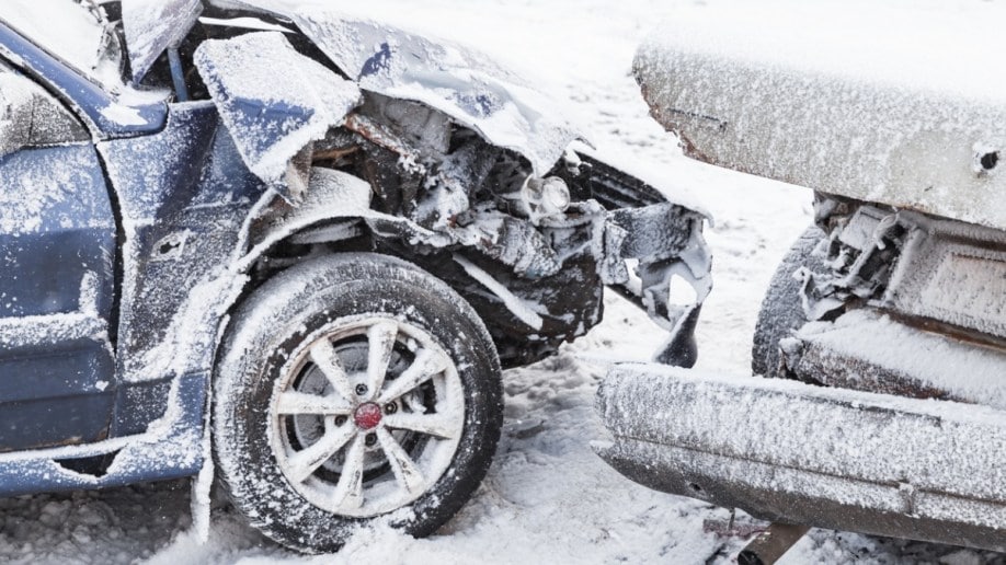 Vehicle crash in snow
