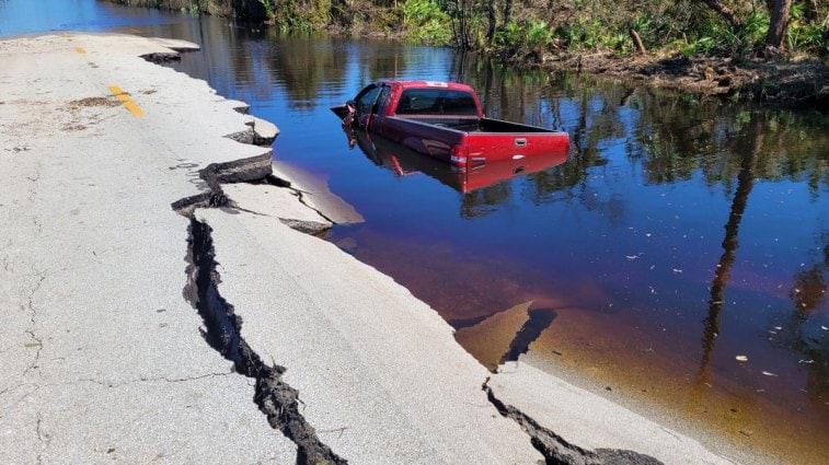 Flooded Car After Hurricane Ian in Myakka River