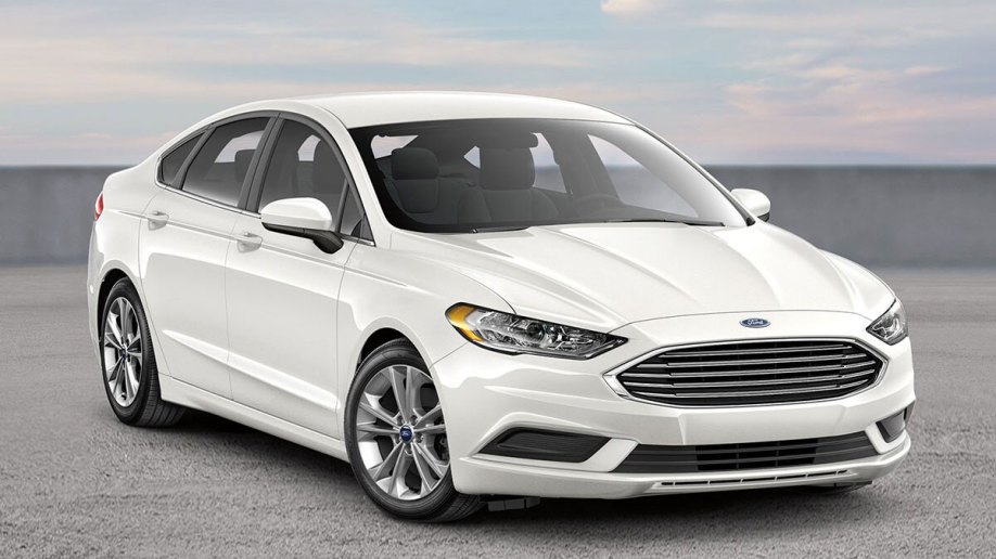 2018 Ford Fusion in white.