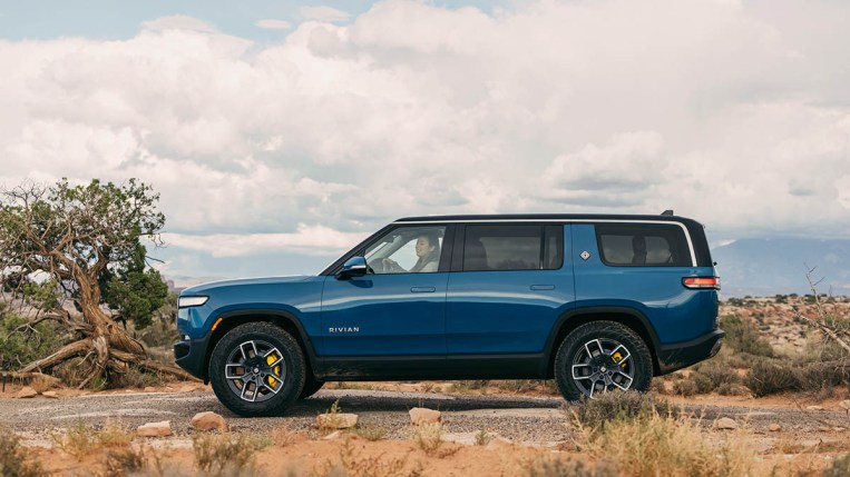 2022 Rivian R1S on gravel path