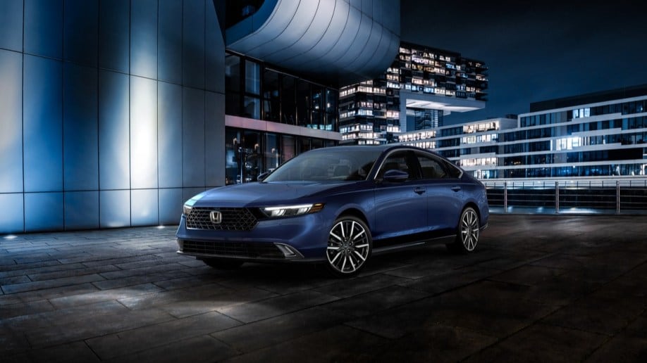 The 2023 Honda Accord in blue, seen from a front quarter angle