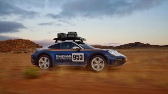 The 2023 Porsche 911 Dakar in the optional classic race livery