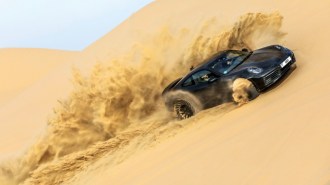 The 2023 Porsche 911 Dakar seen in sand testing