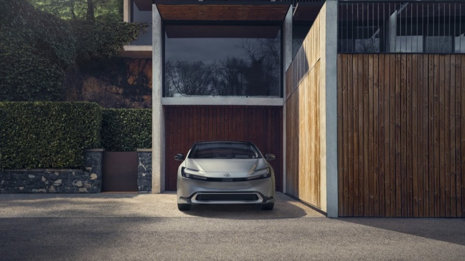 The 2023 Toyota Prius seen from head on
