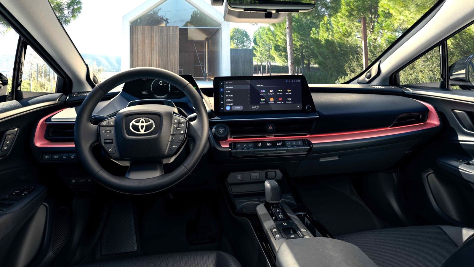 The interior of the redesigned 2023 Toyota Prius Prime plug-in hybrid.