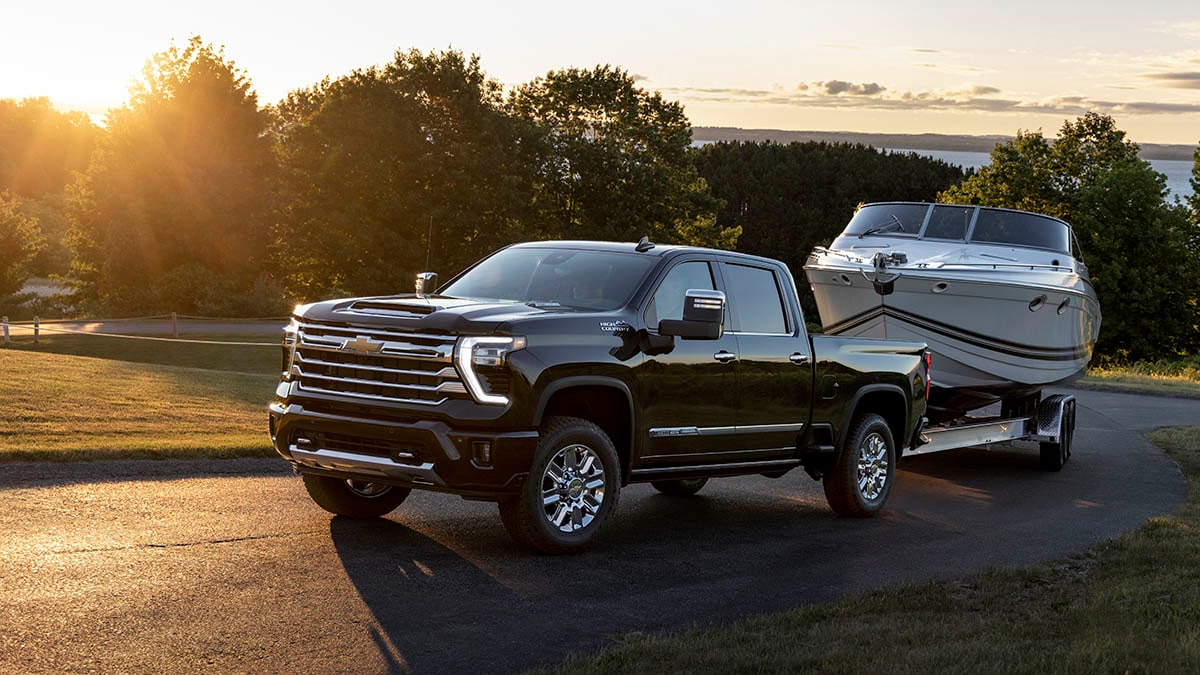 The 2024 Chevrolet Silverado HD towing a boat